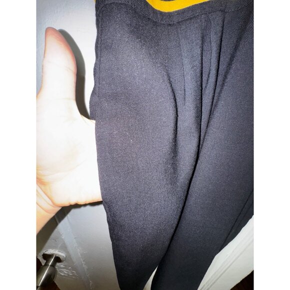 Black & Yellow Striped Vintage Dress With V-Neck & Short Sleeves Medium Eighties - Picture 6 of 6